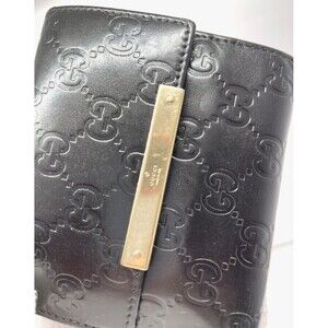 Authentic GUCCI GG Logo Guccissima Leather Bifold Wallet Black Made in Italy